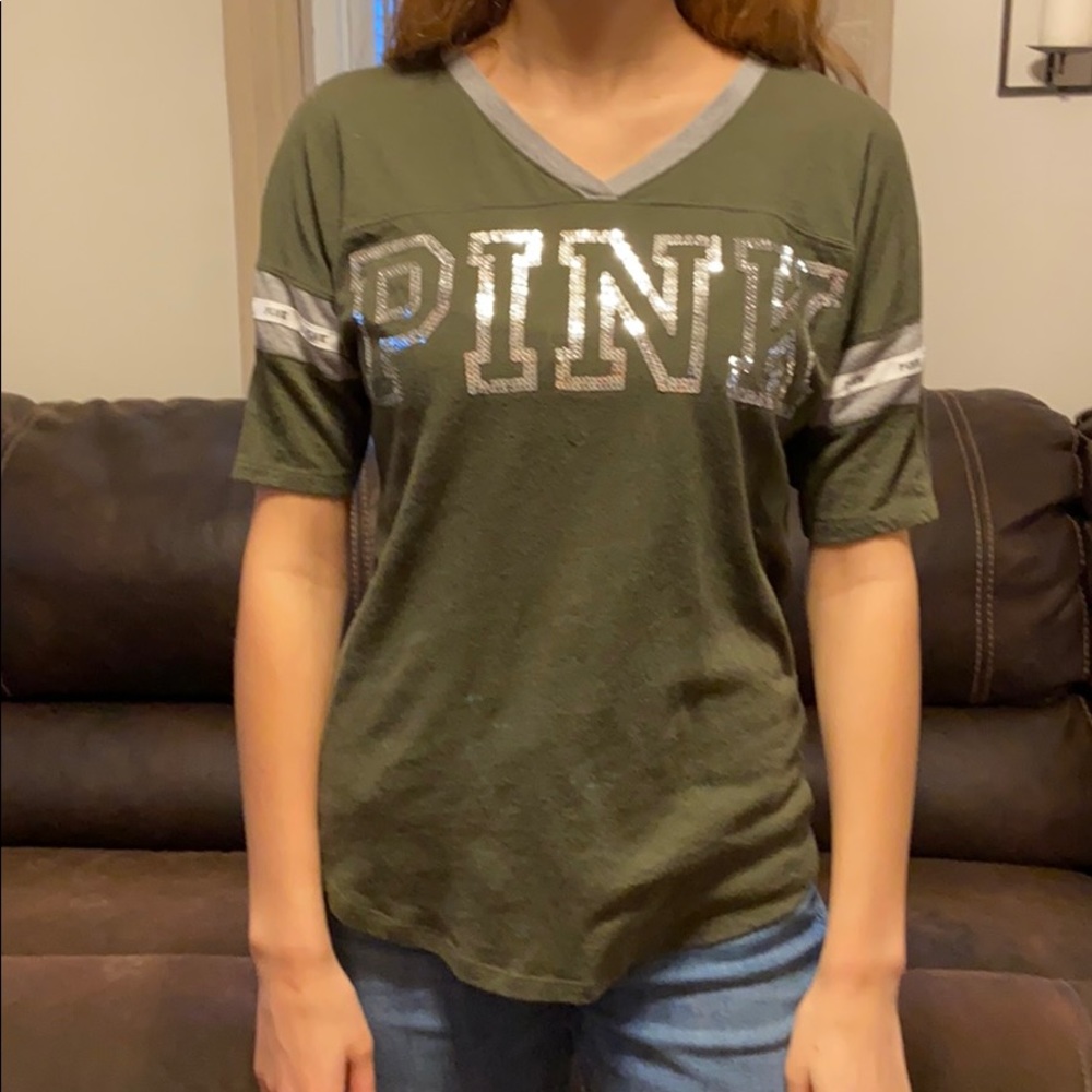 Army green PINK v-neck